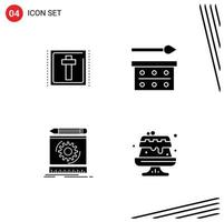 Set of 4 Modern UI Icons Symbols Signs for corss draft sign eye shades process Editable Vector Design Elements