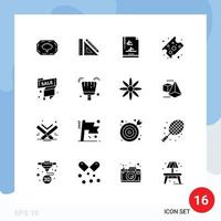 Pack of 16 Modern Solid Glyphs Signs and Symbols for Web Print Media such as sale label label clip piece of cheese cheese Editable Vector Design Elements