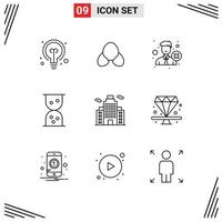 Set of 9 Modern UI Icons Symbols Signs for premium city delete building reject Editable Vector Design Elements