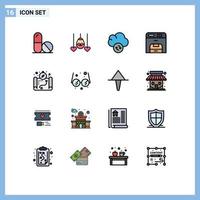 Set of 16 Modern UI Icons Symbols Signs for school location data map machine Editable Creative Vector Design Elements