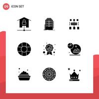 9 User Interface Solid Glyph Pack of modern Signs and Symbols of quality badge lifebuoy hostel help user Editable Vector Design Elements