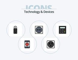 diseño de iconos del paquete de iconos llenos de línea de dispositivos 5. móvil. dispositivos. calculadora. comunicación. cámara web vector