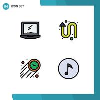 Set of 4 Modern UI Icons Symbols Signs for computer fast imac arrows stopwatch Editable Vector Design Elements