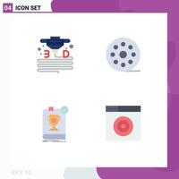 Group of 4 Modern Flat Icons Set for gadget dominion printer movie rule Editable Vector Design Elements