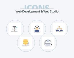 Web Development And Web Studio Flat Icon Pack 5 Icon Design. options. conversion. monoblock. service. hammer vector