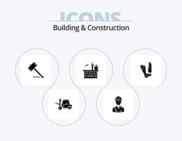 diseño de iconos del paquete de iconos de glifo de construcción y construcción 5. transporte. legal. reparar. ley. mazo vector
