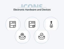 paquete de iconos de línea de dispositivos 5 diseño de iconos. auricular. teléfono inteligente base de datos. girar. móvil vector