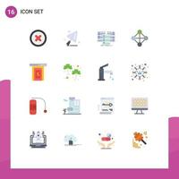 Group of 16 Modern Flat Colors Set for basic database construction center hierarchy Editable Pack of Creative Vector Design Elements