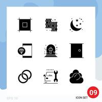 Stock Vector Icon Pack of 9 Line Signs and Symbols for graveyard cross development moon develop app Editable Vector Design Elements