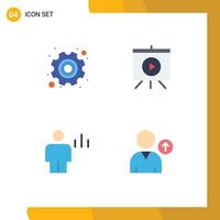Group of 4 Modern Flat Icons Set for day body labour video human Editable Vector Design Elements