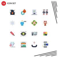 16 Universal Flat Color Signs Symbols of castle car house holiday gear electric Editable Pack of Creative Vector Design Elements