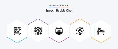 Chat 25 Line icon pack including lab. experiment. info. chemistry. experiment vector