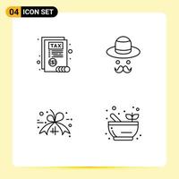 4 Line concept for Websites Mobile and Apps document black friday tag avatar fathers science Editable Vector Design Elements