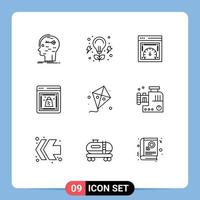 Modern Set of 9 Outlines and symbols such as fly shop nature cyber web speed checking Editable Vector Design Elements