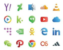 20 Social Media Icon Pack Including coderwall video media youtube kik vector