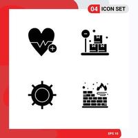 Set of 4 Modern UI Icons Symbols Signs for medical set plus weight database Editable Vector Design Elements