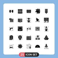 25 User Interface Solid Glyph Pack of modern Signs and Symbols of virtual reality color man cooking Editable Vector Design Elements