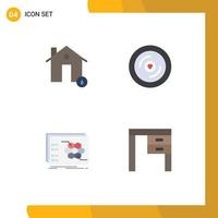 Set of 4 Commercial Flat Icons pack for buildings game hot heart strategy Editable Vector Design Elements