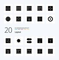 20 Layout Solid Glyph icon Pack like interface arrange light settings loading vector