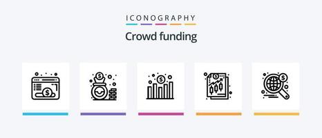 Crowdfunding Line 5 Icon Pack Including web. savings. economy. money. currency. Creative Icons Design vector