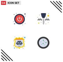 Mobile Interface Flat Icon Set of 4 Pictograms of power bacteria ignition key internet bot 5 Editable Vector Design Elements