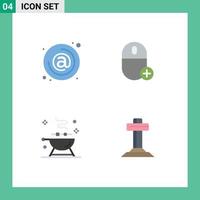 Set of 4 Modern UI Icons Symbols Signs for address hardware email computers bbq Editable Vector Design Elements