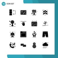 Universal Icon Symbols Group of 16 Modern Solid Glyphs of healthcare biology image direction arrows Editable Vector Design Elements