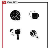 Universal Icon Symbols Group of 4 Modern Solid Glyphs of computers arbor gadget hot night Editable Vector Design Elements