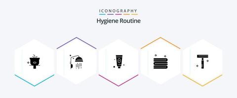 Hygiene Routine 25 Glyph icon pack including razor. beauty. beauty. towel. clean vector