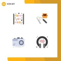 Mobile Interface Flat Icon Set of 4 Pictograms of abacus toy photography welding factory photo Editable Vector Design Elements