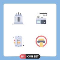 4 Thematic Vector Flat Icons and Editable Symbols of buildings creative property living column Editable Vector Design Elements