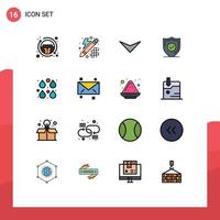 Modern Set of 16 Flat Color Filled Lines Pictograph of drop secure thinking security confirm Editable Creative Vector Design Elements