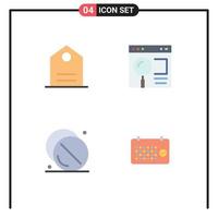 Editable Vector Line Pack of 4 Simple Flat Icons of basic health browser search medical Editable Vector Design Elements