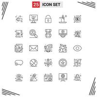 25 Creative Icons Modern Signs and Symbols of certificate arrow lock money light Editable Vector Design Elements