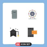 Group of 4 Flat Icons Signs and Symbols for phone education camera wifi graduation Editable Vector Design Elements