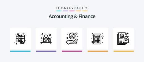 paquete de iconos de la línea 5 de contabilidad y finanzas que incluye asesoramiento. Matemáticas. datos. calculadora. dinero. diseño de iconos creativos vector