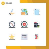 Set of 9 Commercial Flat Colors pack for healthcare asterisk check list no food Editable Vector Design Elements