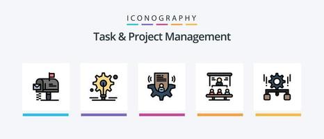 Task And Project Management Line Filled 5 Icon Pack Including network. world . like. hand . dollar. Creative Icons Design vector