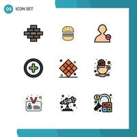 User Interface Pack of 9 Basic Filledline Flat Colors of recreation game interface chess ui Editable Vector Design Elements