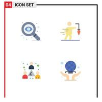 Mobile Interface Flat Icon Set of 4 Pictograms of design headcount aspiration false team Editable Vector Design Elements