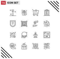 Outline Pack of 16 Universal Symbols of security development checkout design confirmation Editable Vector Design Elements