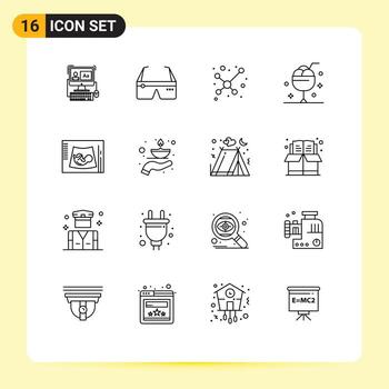 Pack of 16 Modern Outlines Signs and Symbols for Web Print Media such as maternity ice google glass cream Editable Vector Design Elements