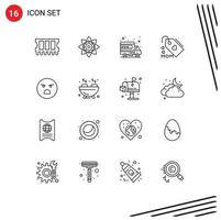 16 iconos creativos signos y símbolos modernos de emoji mamá holi amor dominio elementos de diseño vectorial editables vector