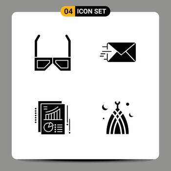 interfaz móvil conjunto de glifos sólidos de pictogramas de documentos de entretenimiento informe de correo de televisión elementos de diseño de vectores editables