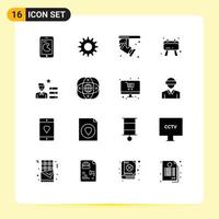 16 User Interface Solid Glyph Pack of modern Signs and Symbols of personal human resource electronic find job checklist Editable Vector Design Elements