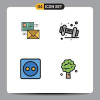 Set of 4 Modern UI Icons Symbols Signs for mailing gym mail diet eco Editable Vector Design Elements