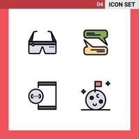 paquete de línea de vector editable de 4 colores planos de línea rellena simple de gafas de codificación de computadora desarrollo de mensajería elementos de diseño de vector editable