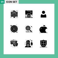 Pictogram Set of 9 Simple Solid Glyphs of scan user room interface cancel Editable Vector Design Elements