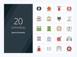 20 Sports  Activities Flat Color icon for presentation vector