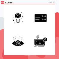 Set of 4 Modern UI Icons Symbols Signs for easter business rose business cut Editable Vector Design Elements